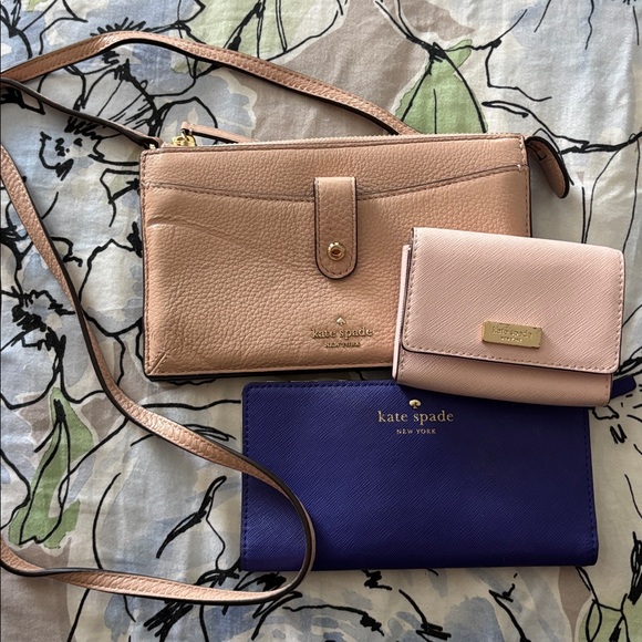 Kate Spade nude crossbody purse Blue and Pink Wallet Set - Picture 1 of 11
